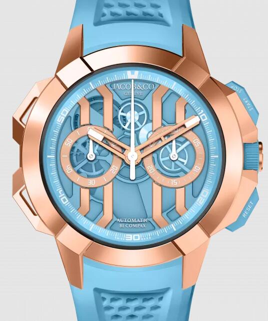 Jacob & Co Replica watch EPIC X CHRONO 44MM ROSE GOLD (LIGHT BLUE) EC430.43.AE.AA.ABRUA